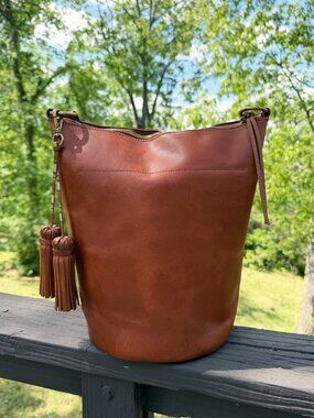 Madewell Lisbon O-Ring Bucket Bag Cognac Leather 70s Boho Minimalist